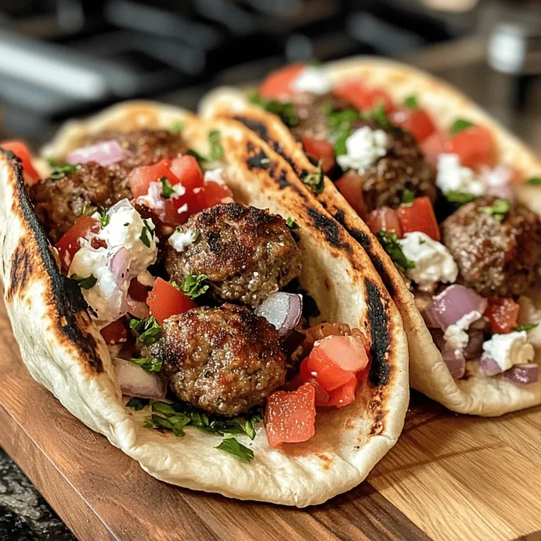 Greek Meatball Pitas
