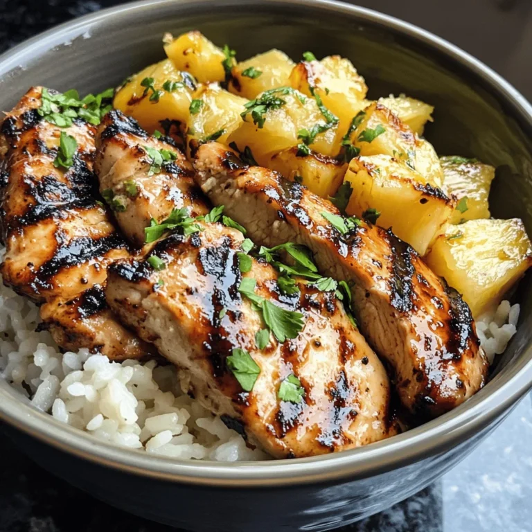 Grilled Chicken and Pineapple Bowls with Coconut Rice