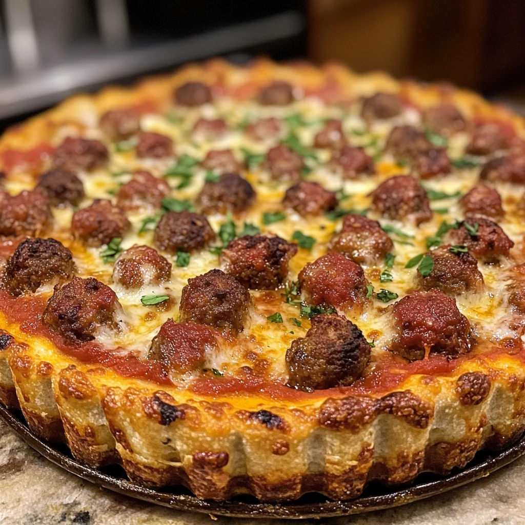 Deep Dish Meatball Pizza
