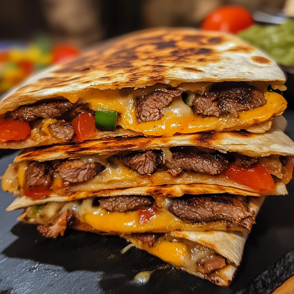 Steak Cheese Quesadillas on Blackstone