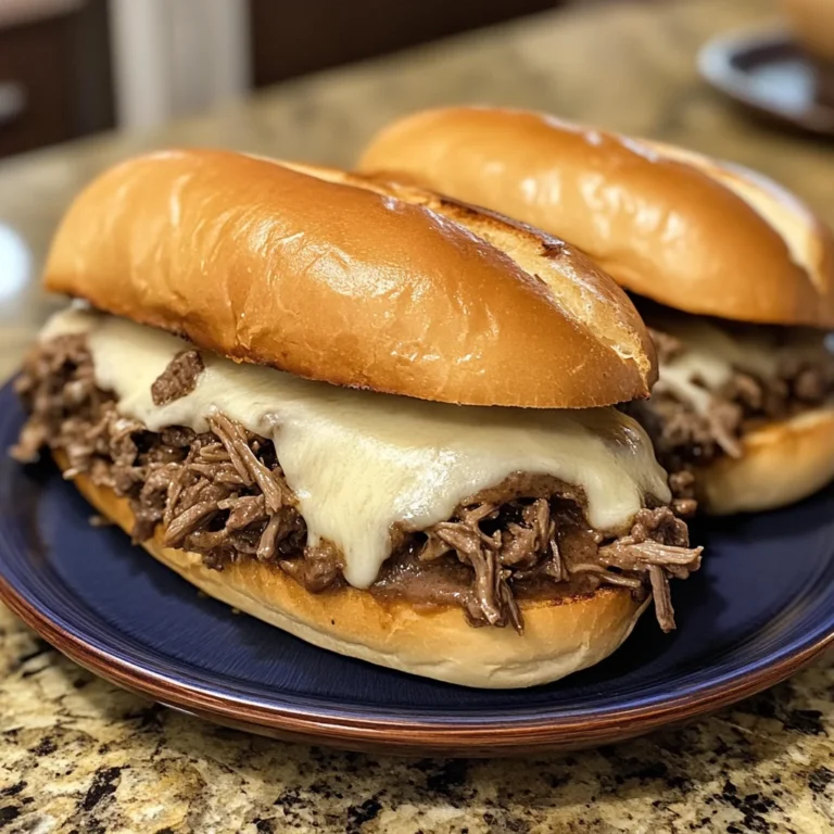 Slow Cooker Ground Beef French Dip Sandwiches