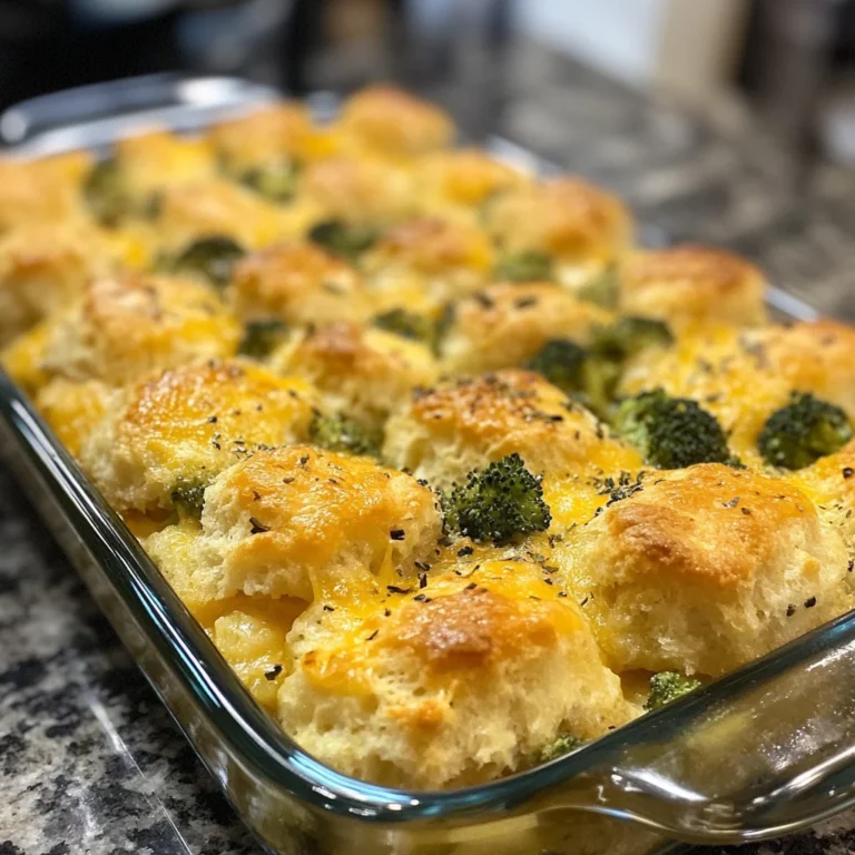 Broccoli Cheddar Biscuit Casserole