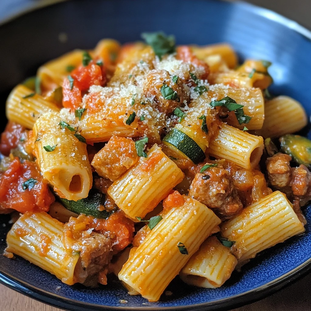 Rigatoni with Sausage, Tomatoes, and Zucchini