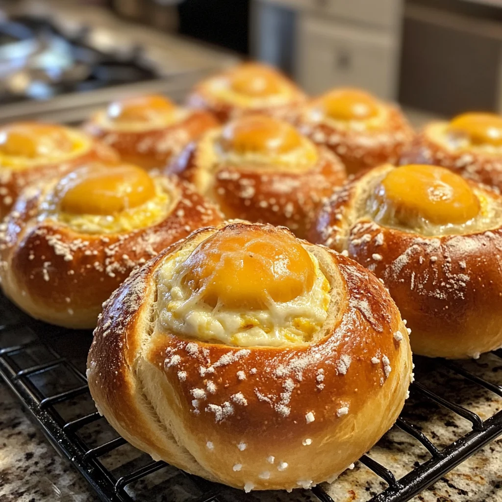 Stuffed Breakfast Pretzel Rolls
