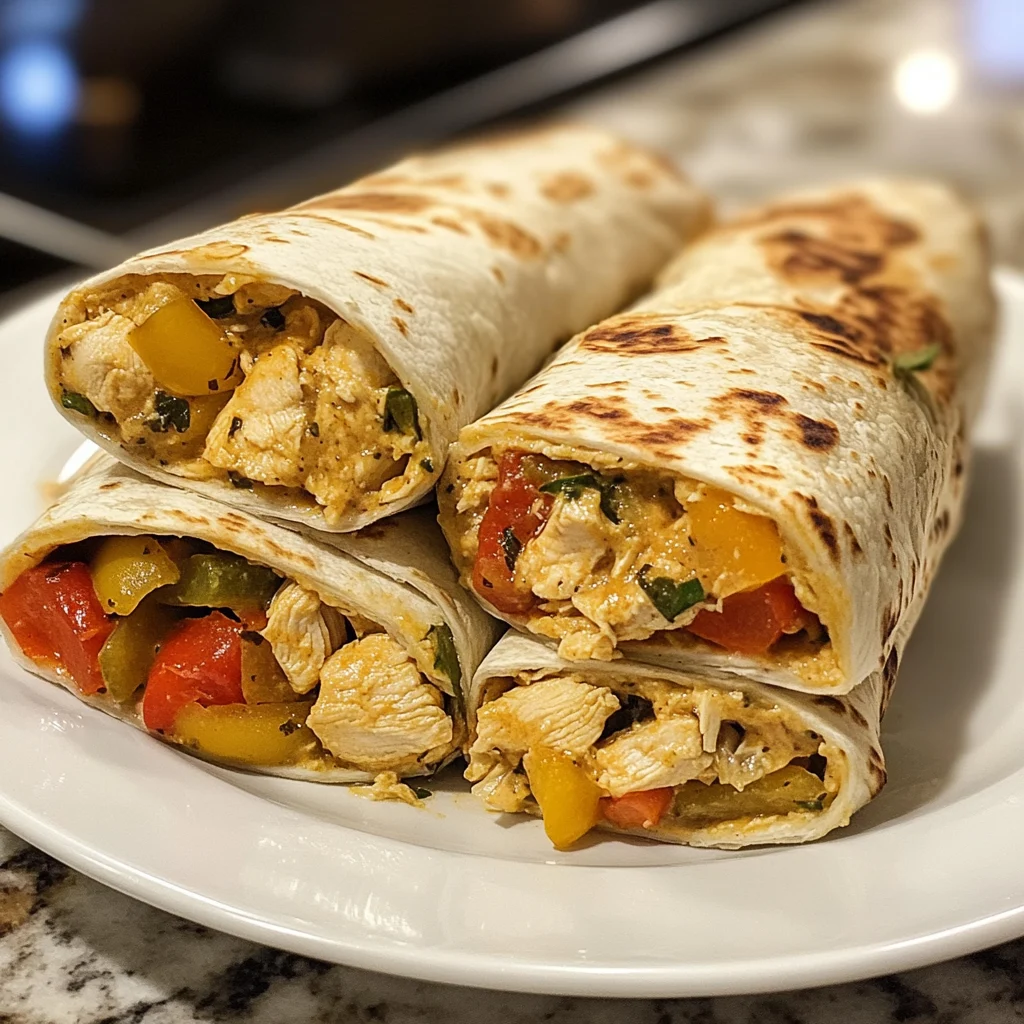 Chicken Bell Pepper Ranch Burritos