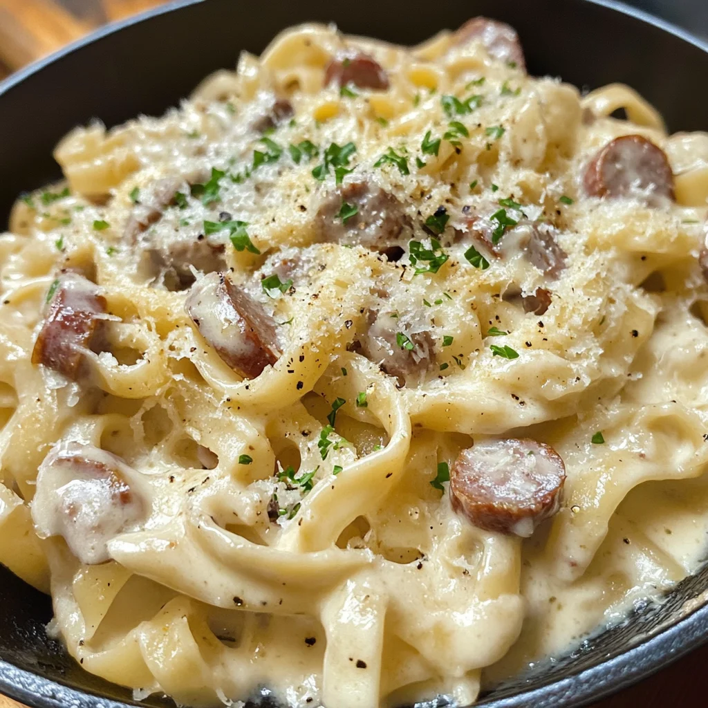 Smoked Sausage Alfredo Pasta