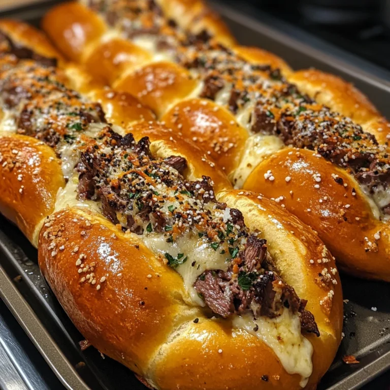 Steak Cheese Stuffed Pretzels
