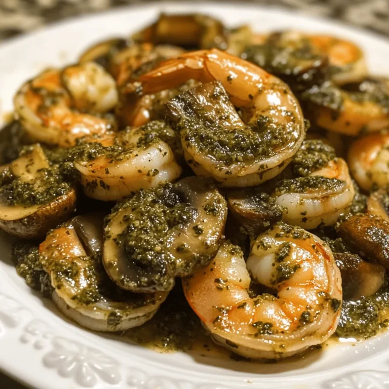 Pesto Shrimp with Mushrooms