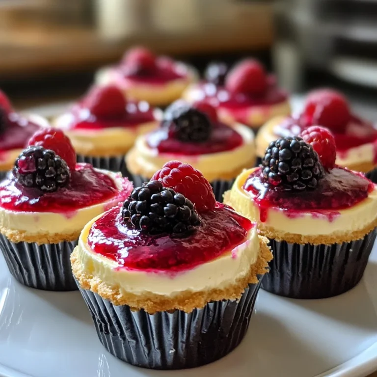 Lemon Raspberry Blackberry Mini Cheesecakes
