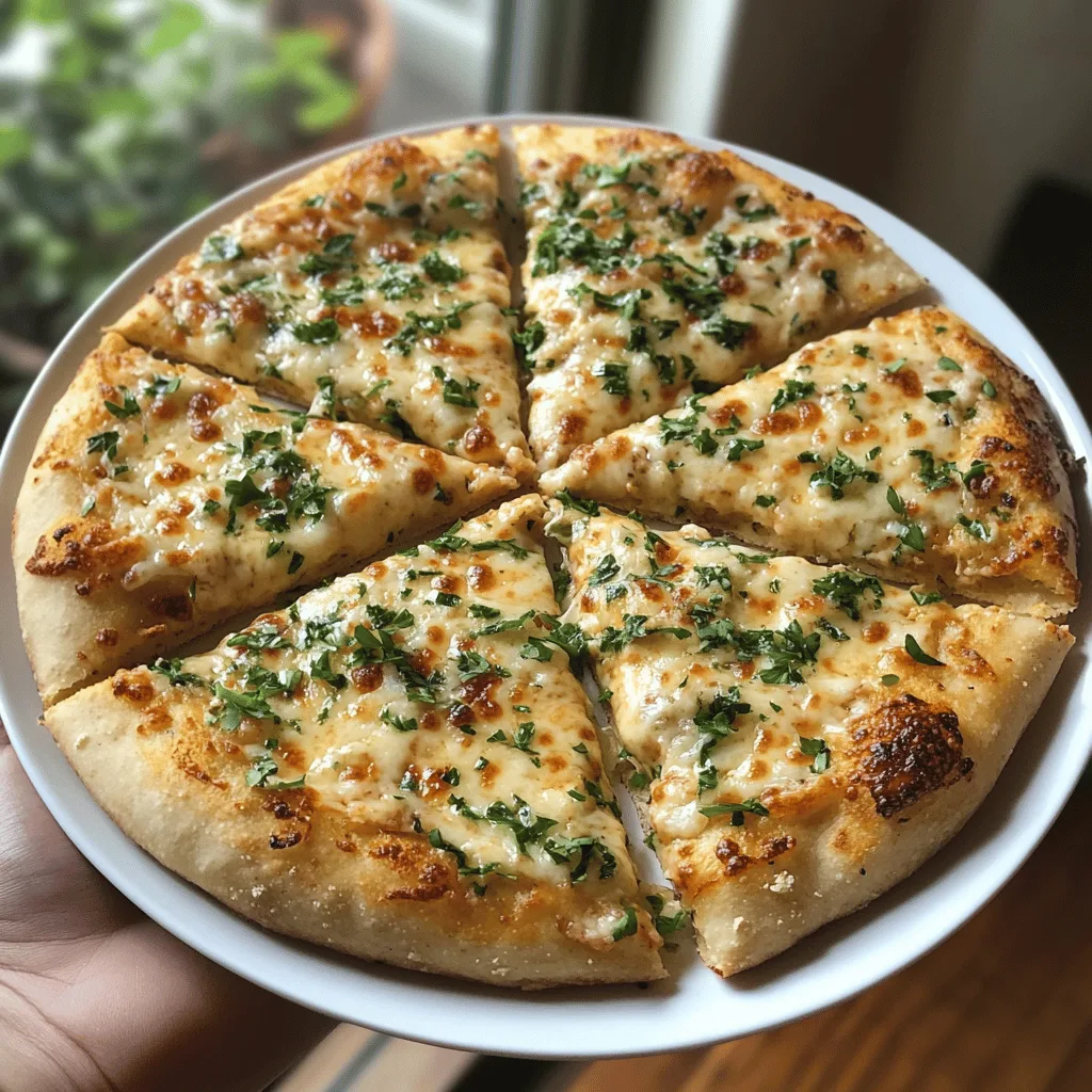 High Protein Cheesy Garlic Pizza