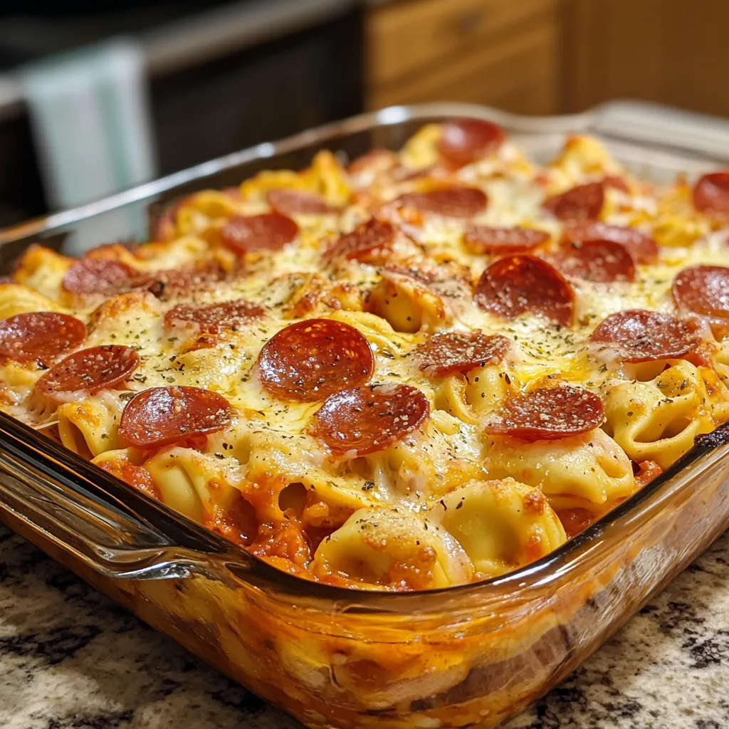 Cheese Tortellini Pepperoni Pizza Casserole