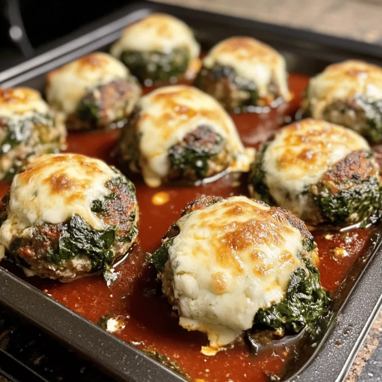 Spinach Garlic Meatballs Stuffed With Mozzarella