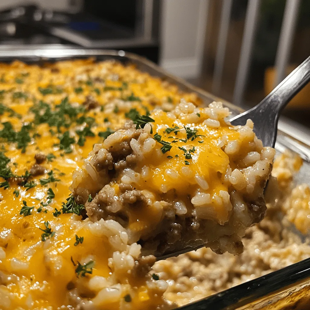 Cheesy Ground Beef Rice Casserole