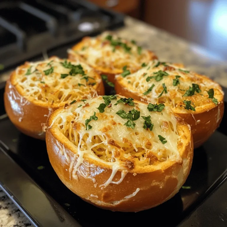 Spaghetti Garlic Bread Bowls