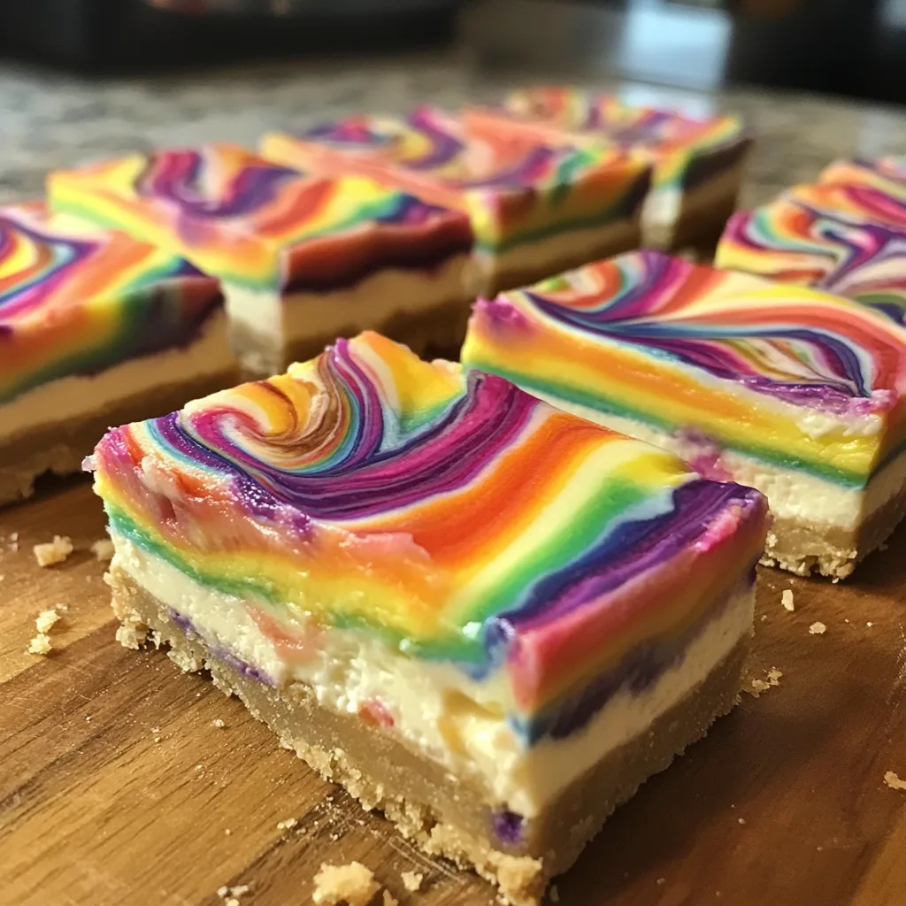 Rainbow Cheesecake Swirl Bars
