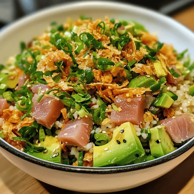 Tuna Avocado Crispy Rice Salad