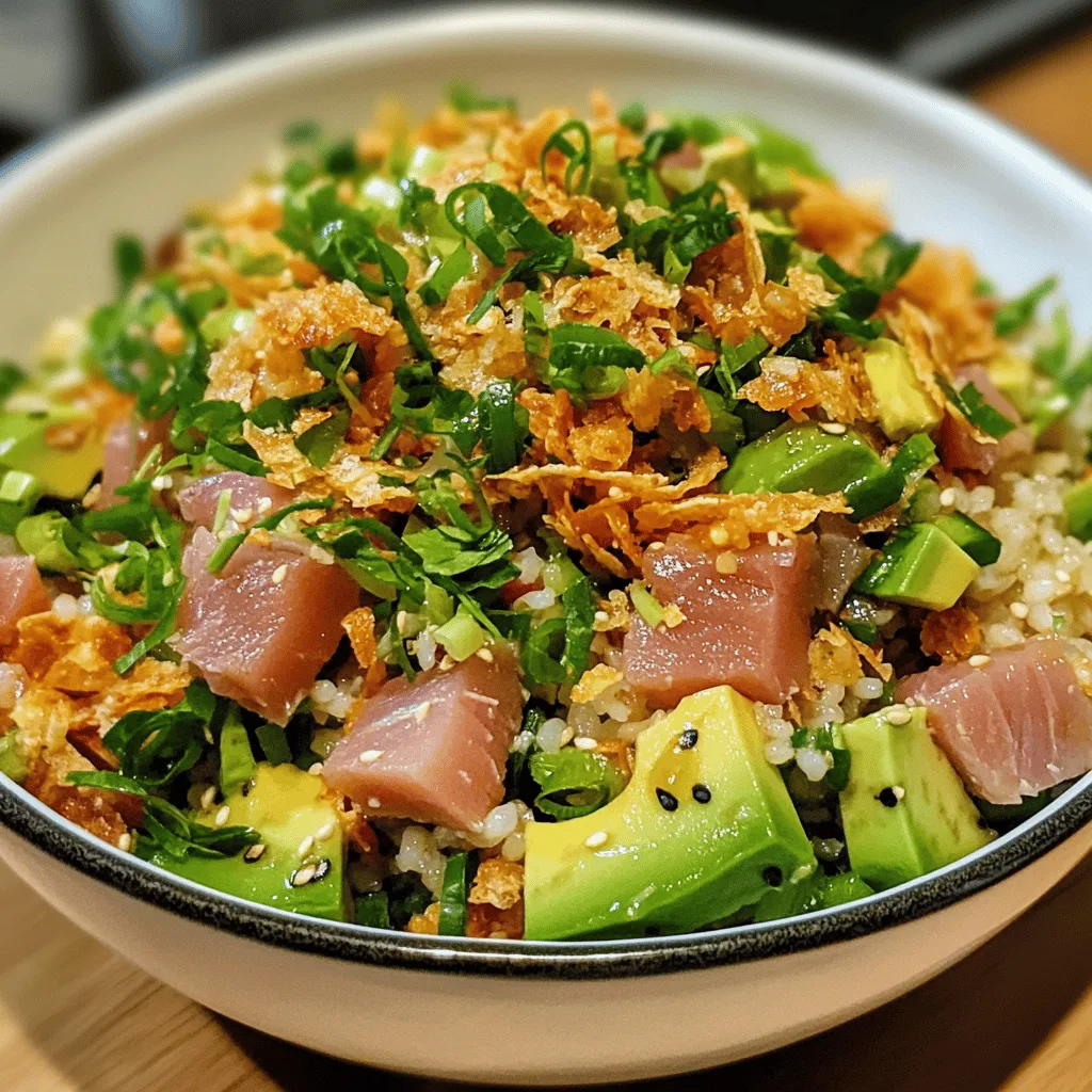 Tuna Avocado Crispy Rice Salad