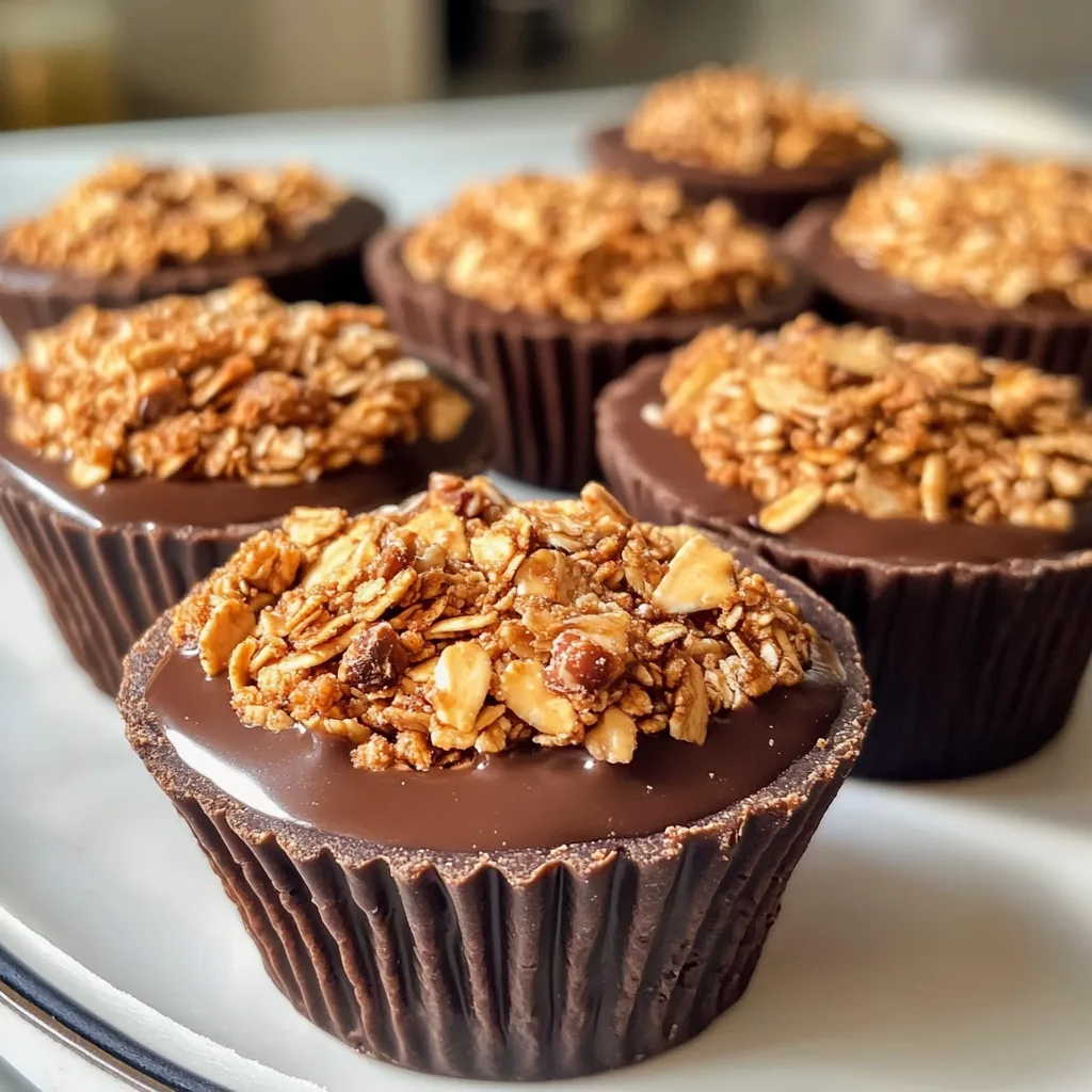 Chocolate Granola Cups with Peanut Butter Filling