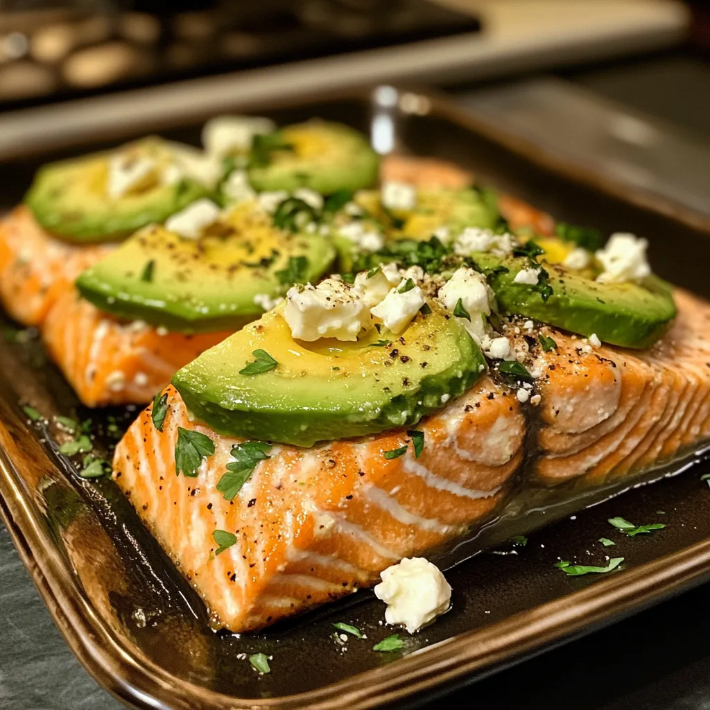 Baked Salmon with Avocado & Feta