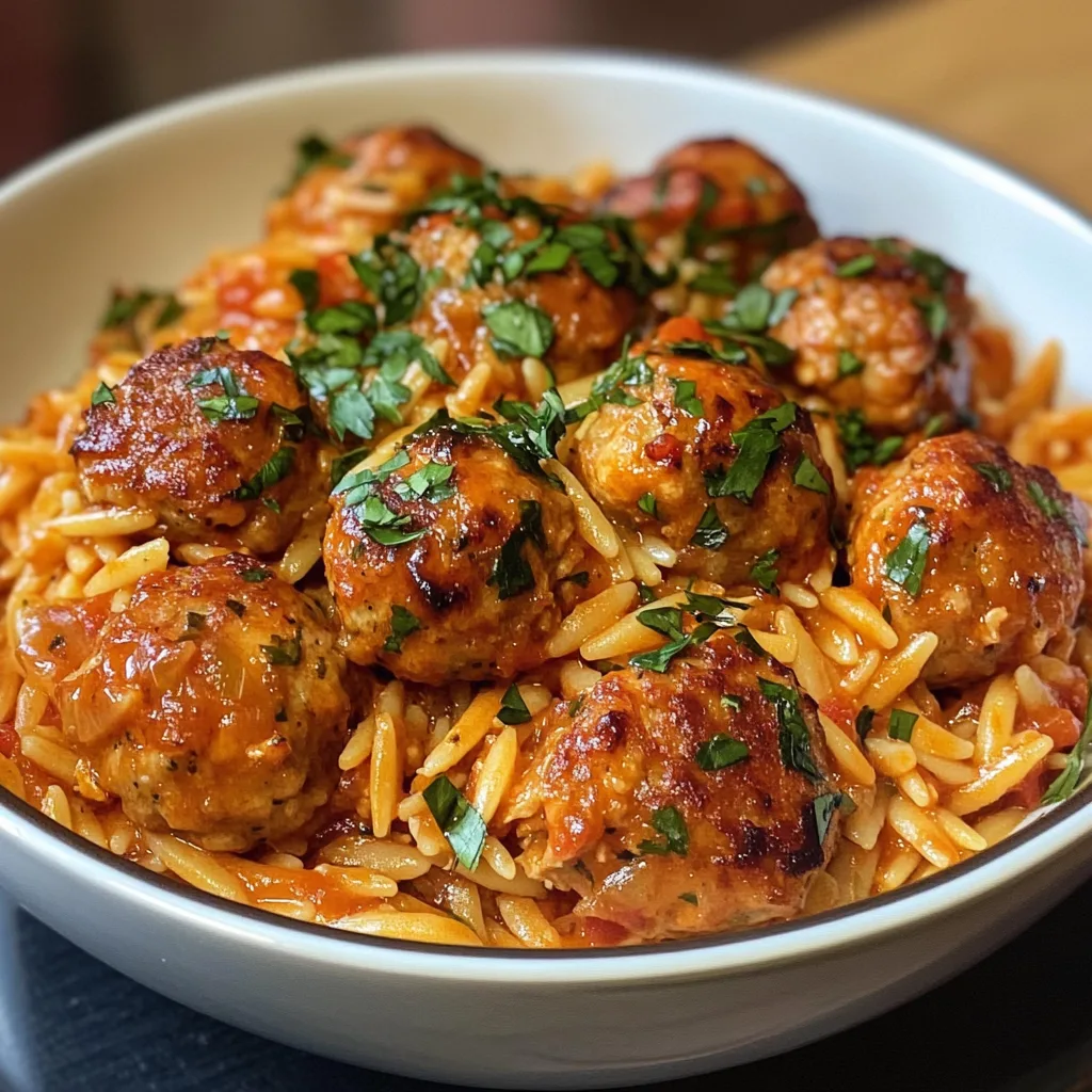 Marry Me Chicken Meatball Orzo