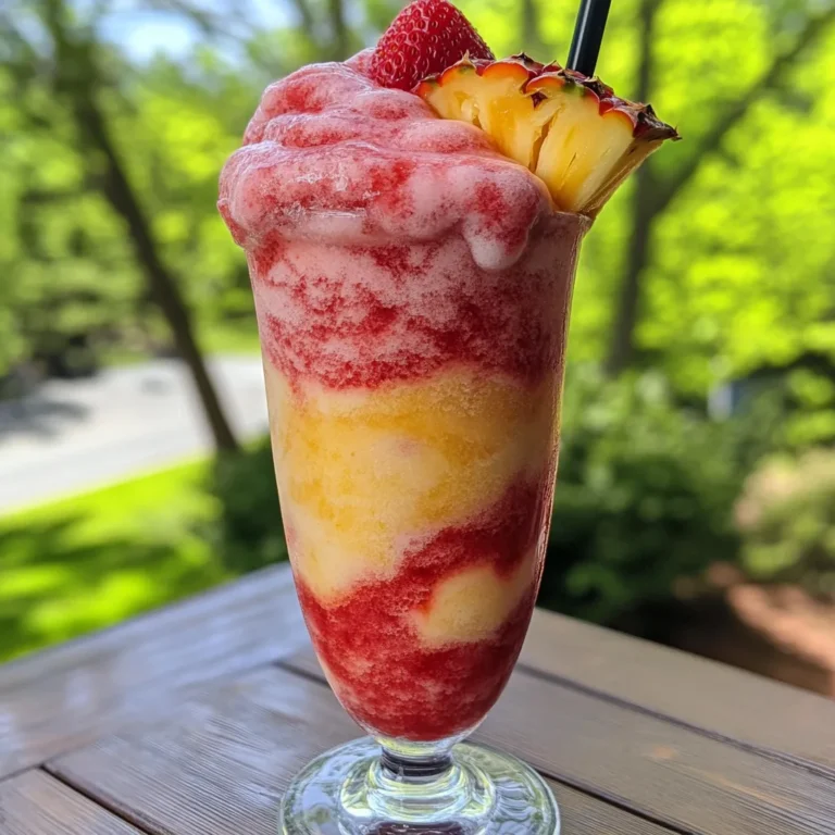 Easy Pineapple Strawberry Swirled Slushies