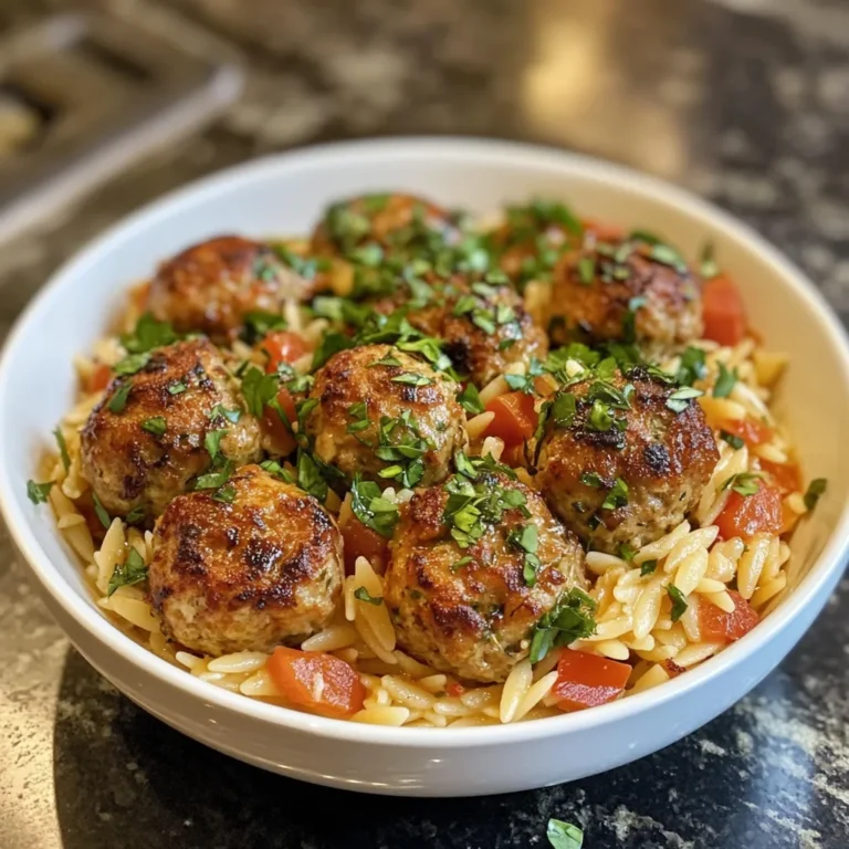 Mediterranean Chicken Meatballs and Orzo