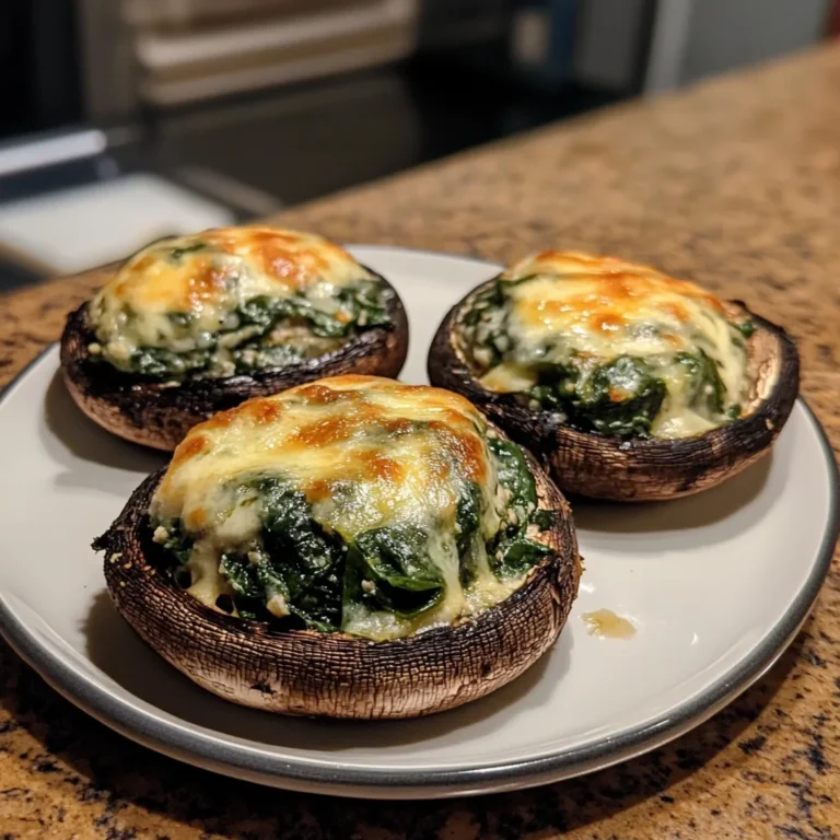 Spinach and Cheese Stuffed Portobello Mushroom