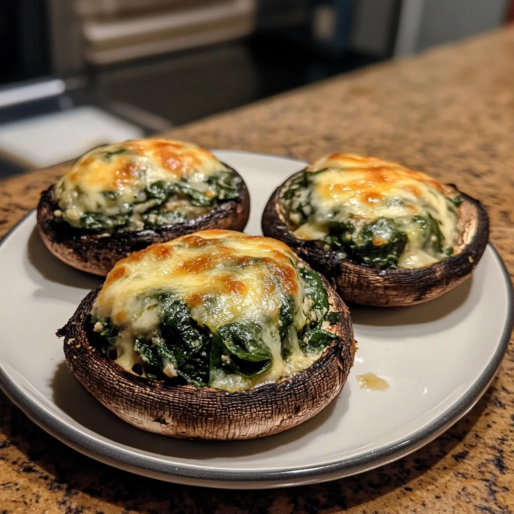 Spinach and Cheese Stuffed Portobello Mushroom