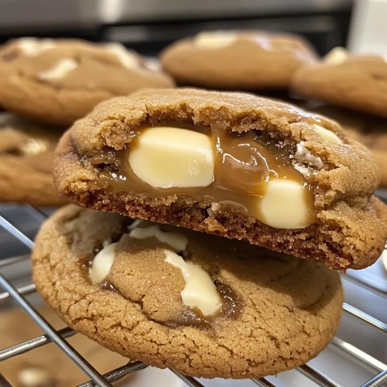 Caramel Stuffed Ginger and White Chocolate Cookies