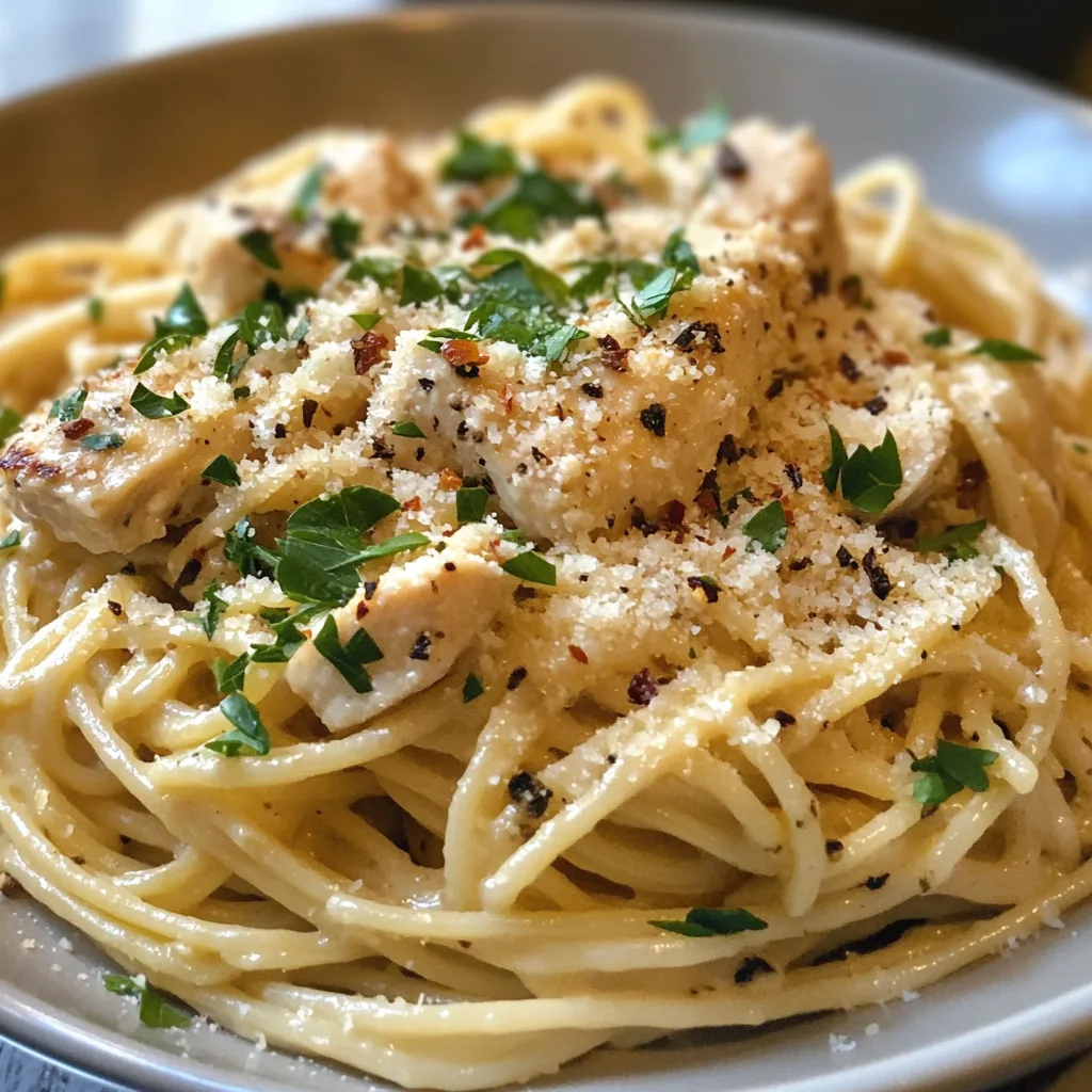 Garlic Parmesan Healthy Chicken Pasta